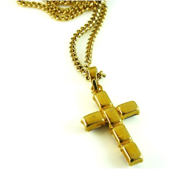 Purple Cross Necklace with Rhinestones Religious Jewelry - Picture 3 of 5